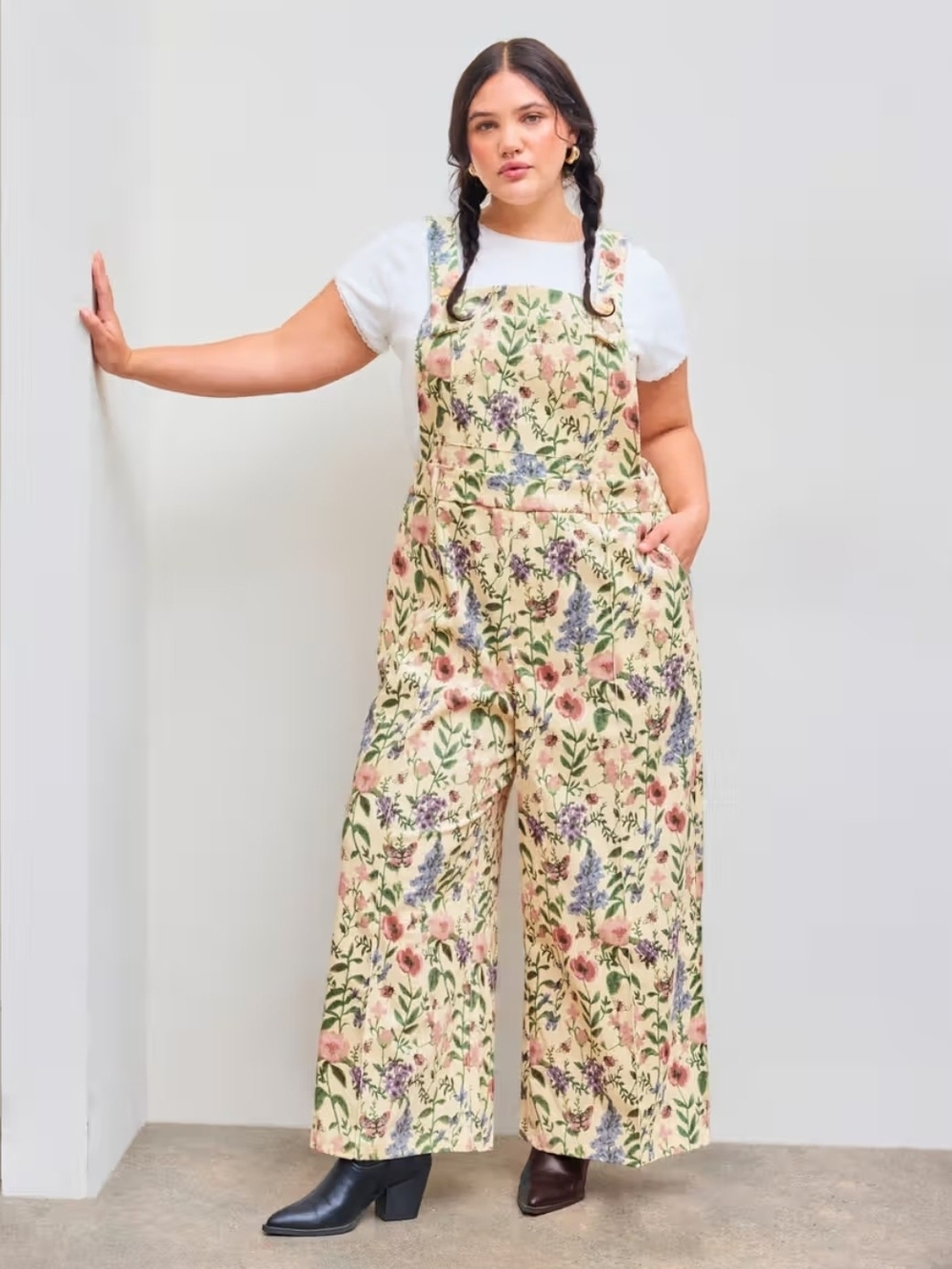 NWT Cider Viral Cottagecore Floral Garden Print Overalls Jumpsuit XL